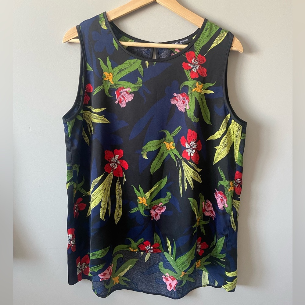 Mario Serrani Navy Floral Tank Top